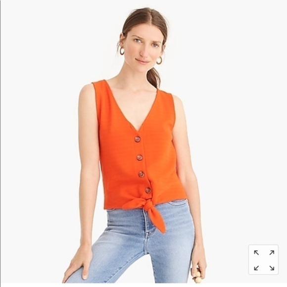 J Crew Tangerine Cottagecore Button/Tie Knot Relaxed Loose Fit Sleeveless XXS - Picture 1 of 8